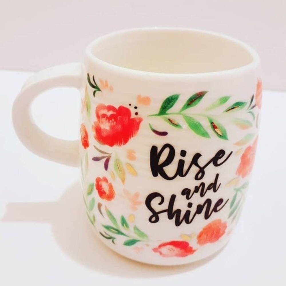 Cypress Home Rise and Shine Floral Paint Colorful Ceramic Cofee Tee Mug 12Oz